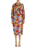 Floral Silk Pencil Skirt