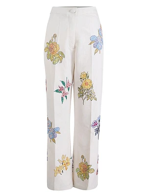 Embellished Floral Pants