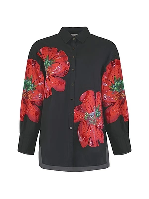 Sequined Floral Poplin Shirt