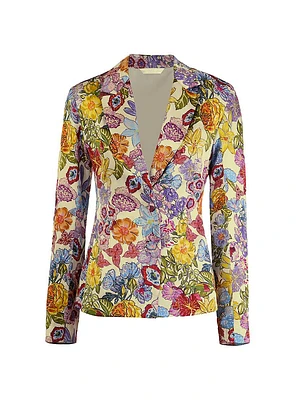 Floral Silk Tailored Blazer