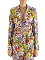 Floral Silk Tailored Blazer