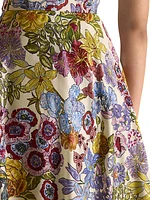 Floral Silk Corset Midi-Dress