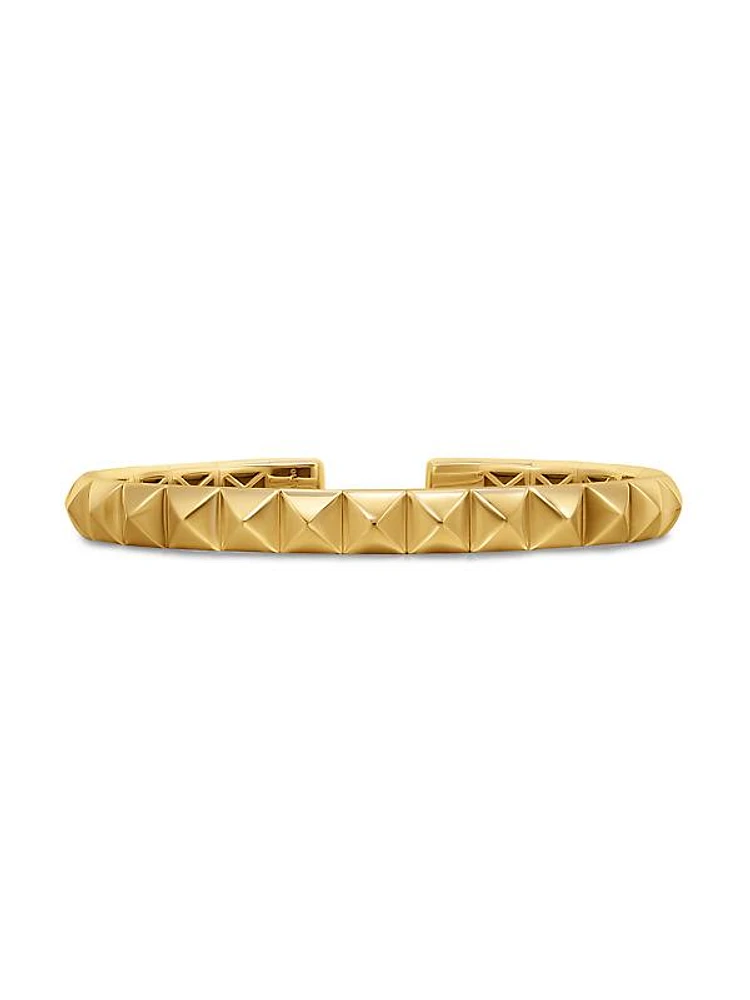 Pyramid Bangle Bracelet in 18K Yellow Gold, 6.5MM