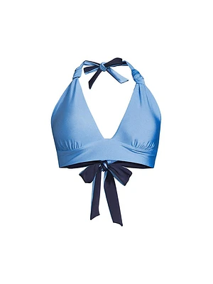 Scala Gloss Two-Tone Knotted Triangle Bikini Top