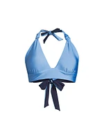 Scala Gloss Two-Tone Knotted Triangle Bikini Top