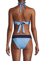 Scala Gloss Two-Tone Knotted Triangle Bikini Top