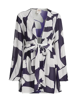 Jessie Brushstroke Chiffon Minidress