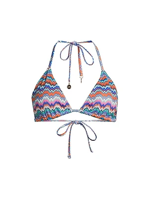 Barcelona Metallic Chevron Triangle Bikini Top