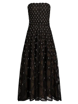 Xolani Embellished Strapless Midi-Dress