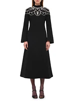 Odetta Crystal-Embellished Long-Sleeve Midi-Dress