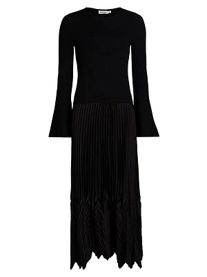 Damoni Chevron Pleated Midi-Dress
