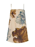 Draped Botanical Print Minidress