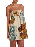 Draped Botanical Print Minidress