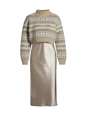 Lou Sweater & Satin Midi-Dress Set