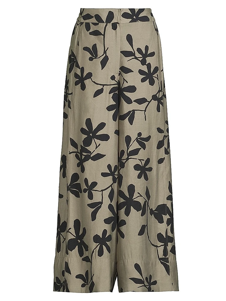 Pasifica Floral Wide-Leg Trousers