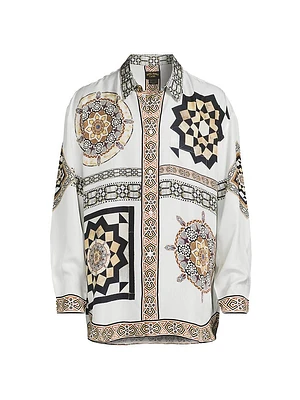 Medallion Oversized Silk Shirt