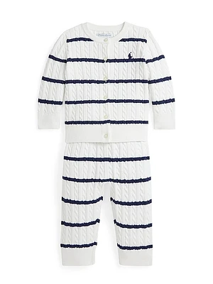Baby Girl's Striped Cardigan & Joggers Set