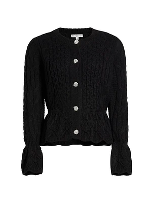 Cable-Knit Crewneck Cardigan