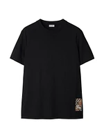 Check Label Cotton Crewneck T-Shirt