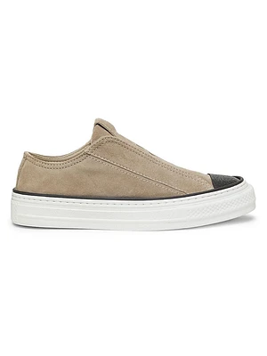 Monili-Embellished Suede Slip-On Sneakers