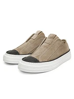 Monili-Embellished Suede Slip-On Sneakers