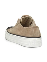 Monili-Embellished Suede Slip-On Sneakers