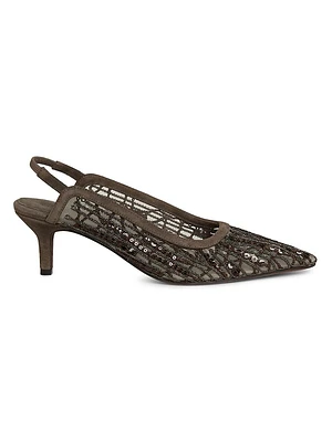 Mesh Slingback Pumps