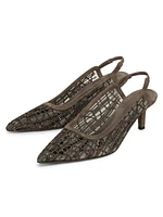 Mesh Slingback Pumps