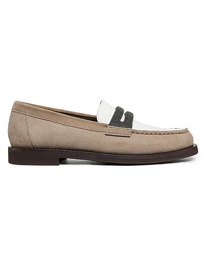 Monili Suede & Leather Penny Loafers