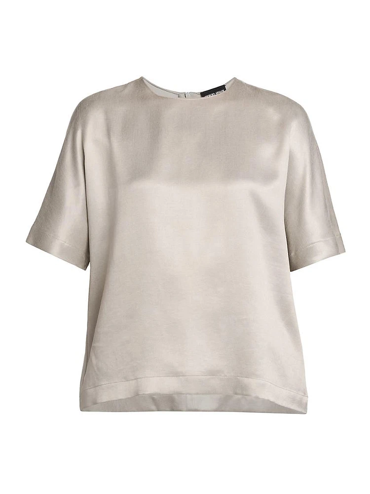 Satin Short-Sleeve Blouse