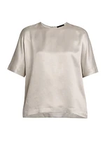 Satin Short-Sleeve Blouse
