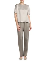 Satin Short-Sleeve Blouse