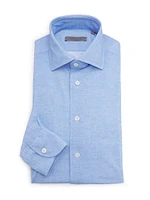 Stretch-Chambray Button-Front Shirt