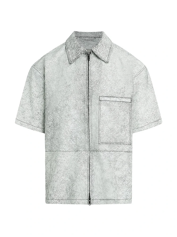 Cracked Leather Zip Shirt