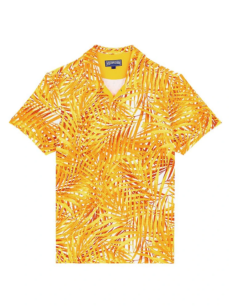 Palm Leaves Stretch Polo Shirt
