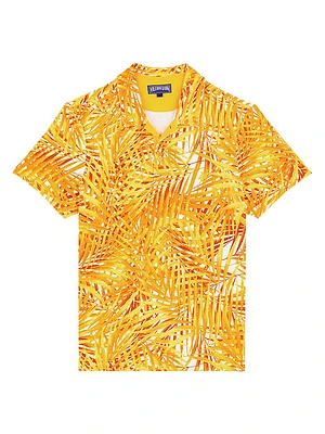 Palm Leaves Stretch Polo Shirt