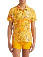 Palm Leaves Stretch Polo Shirt