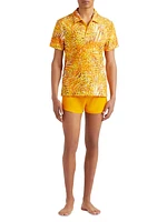 Palm Leaves Stretch Polo Shirt
