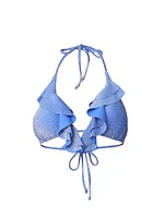 Ruffle-Trimmed Lurex Halter Bikini Top