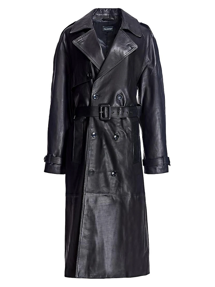 Men's Leather Trench Coat