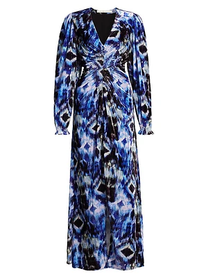 Elsabeth Abstract Velvet Maxi-Dress