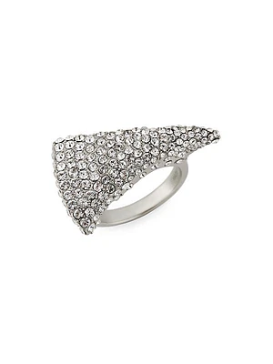 Silvertone & Glass Crystal Tiger's Claw Ring