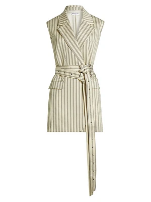 Vivi Pinstriped Cotton-Blend Vest