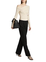 Maple Ruched One-Shoulder Long-Sleeve Top