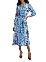Floral Stretch-Silk Midi-Shirtdress