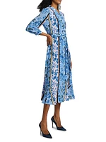 Floral Stretch-Silk Midi-Shirtdress