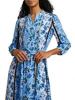 Floral Stretch-Silk Midi-Shirtdress
