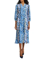 Floral Stretch-Silk Midi-Shirtdress