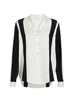 The Dylan Striped Stretch-Silk Button-Front Top