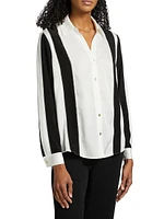 The Dylan Striped Stretch-Silk Button-Front Top